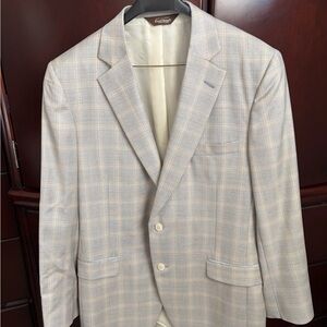 Paul Stuart Beige Checkered Blazer